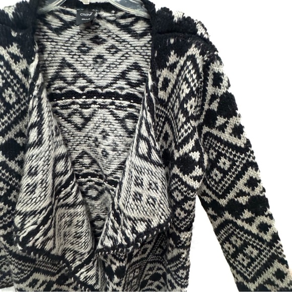 NWT Cliche’ chunky black white open cardigan sweater ❤️ - Picture 3 of 6